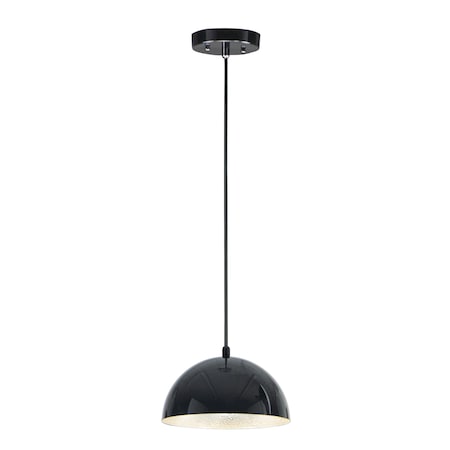 Et2 Hemisphere 1-Light 9" Wide Gloss Black / Aluminum Pendant Light E24900-GBAL